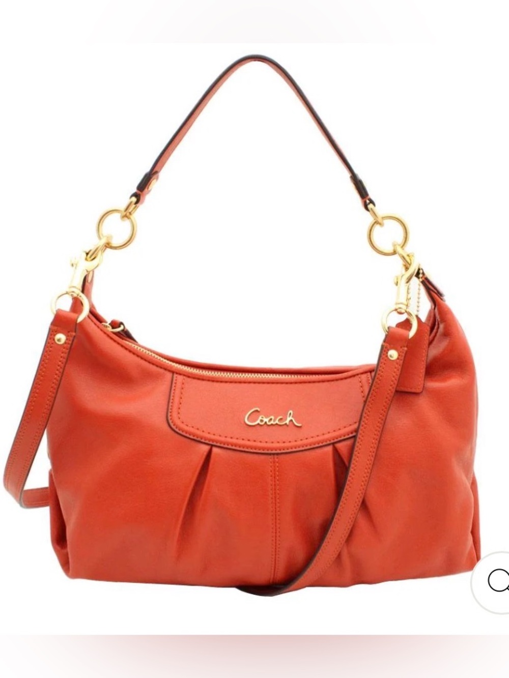 Coach Ashley 2 Way Leather Hobo Bag in Burnt Orange Vermillion Style F19761 Y2K